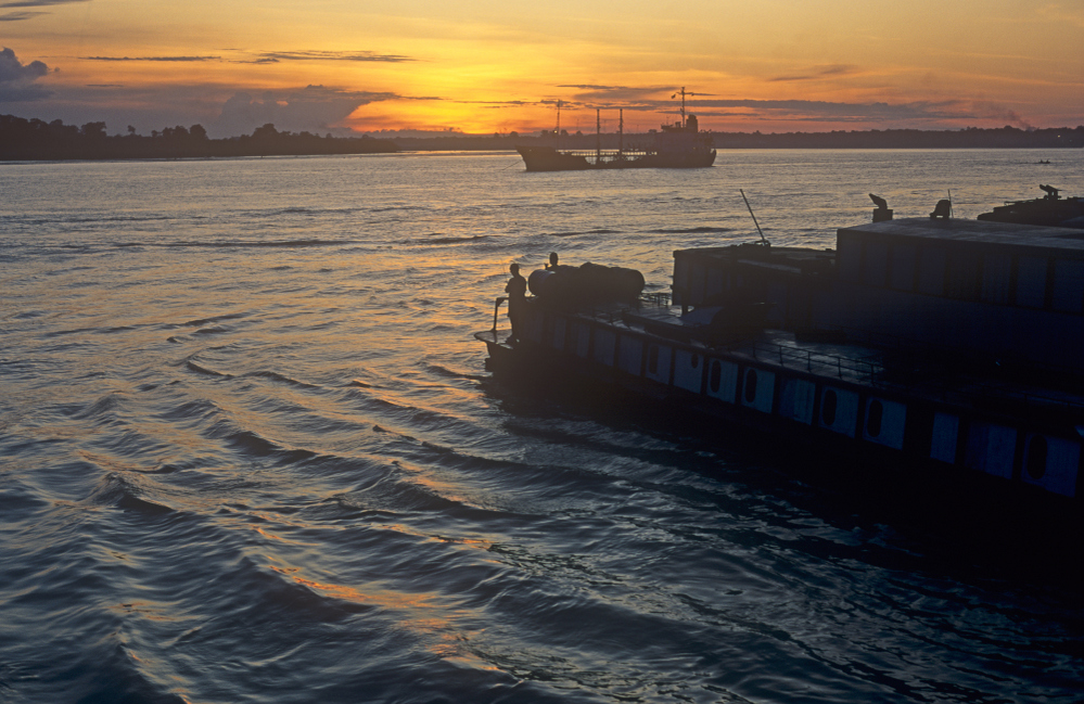 Sunset on the waterfront at Sibu, Sarawak, Borneo