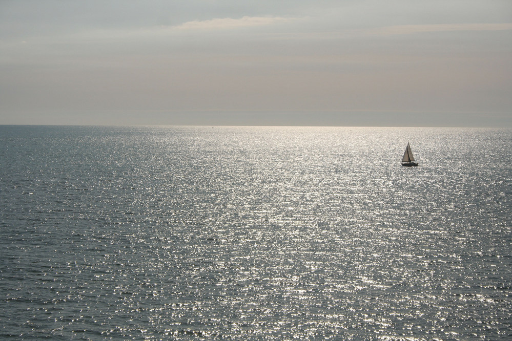 Sailing boat off the Aberystwyth coast